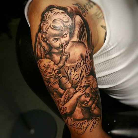 Inspirational Cherub Action Tattoos