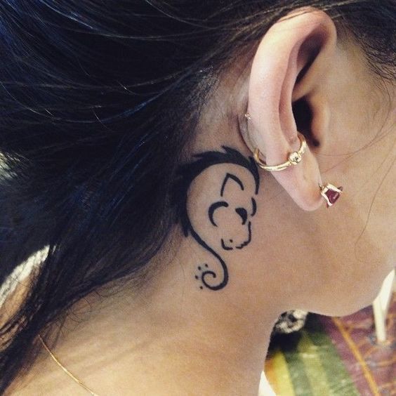 Beautiful Girl with Leo Tattoo on Ear