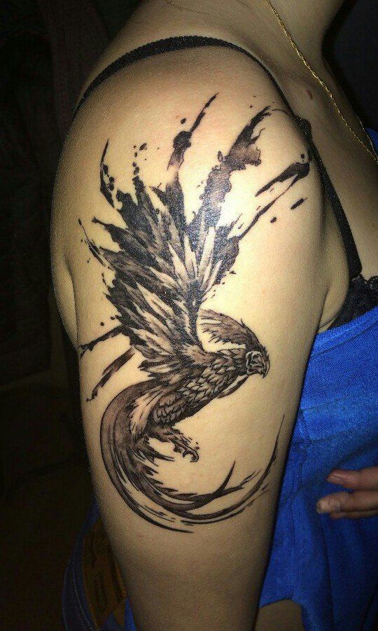Women Full Sleeve Phoenix Bird Tattoo