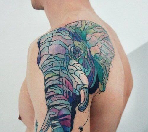 Eye Catchy Elephant Tattoo in Men Sleeve