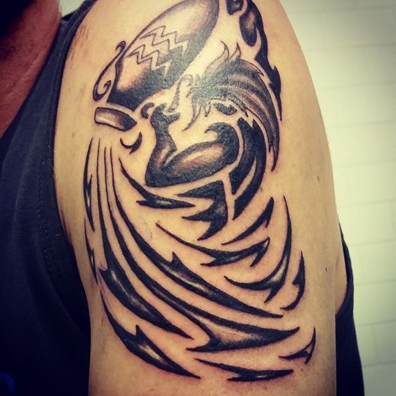 Aquarius Zodiac Sign Tattoos for Men