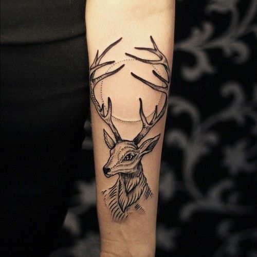 Deer Antler Tattoo on Women Full Sleeve